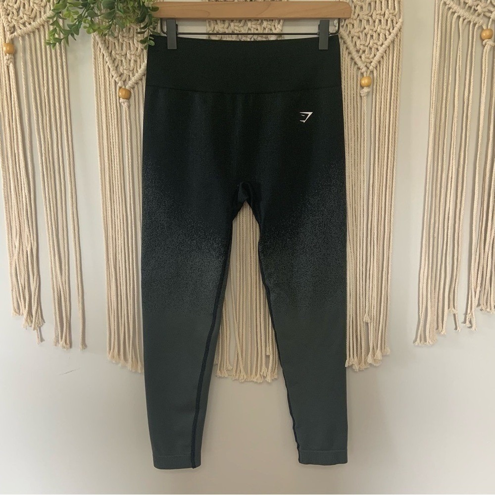 GYMSHARK Adapt Ombre Seamless‎ Leggings Black Charcoal Size Large